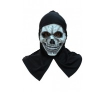 Latex Masker: Skull White with Hood